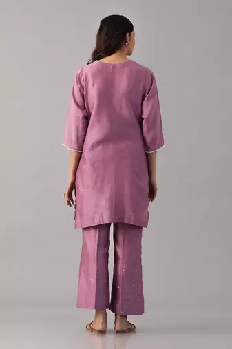 Purple applique kurta  with pant