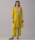 Yellow organza  tunic set