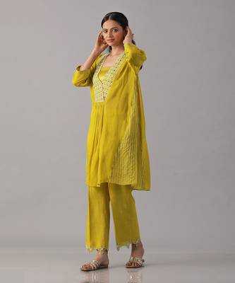 Yellow organza  tunic set 2