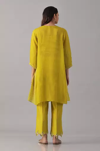 Yellow organza  tunic set