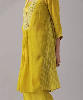 Yellow organza  tunic set 4