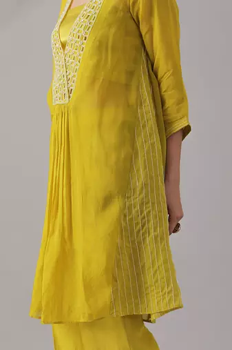 Yellow organza  tunic set