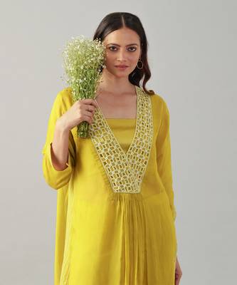 Yellow organza  tunic set 5