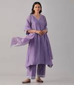 Lilac chanderi silk kurta set