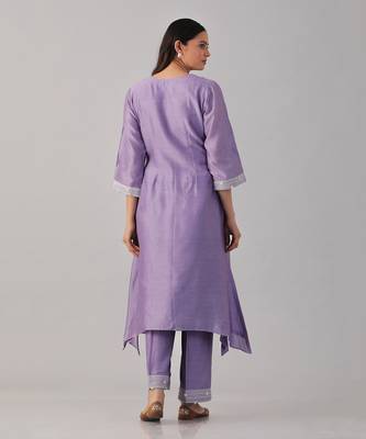 Lilac chanderi silk kurta set 3