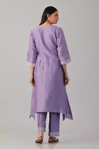 Lilac chanderi silk kurta set