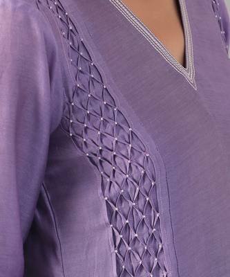 Lilac chanderi silk kurta set 4