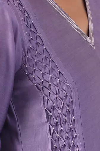 Lilac chanderi silk kurta set