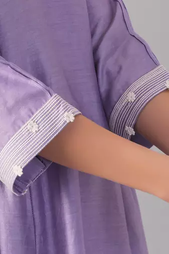 Lilac chanderi silk kurta set