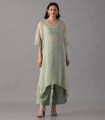 Mint hand embroidered  kurta with bustier and palazzo