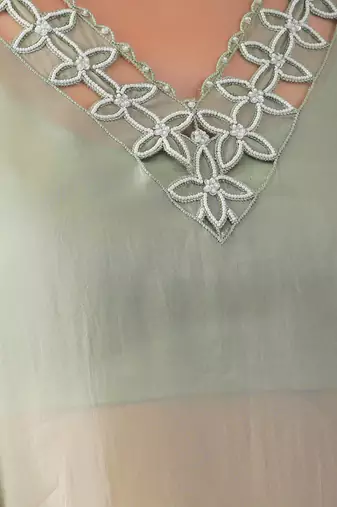 Mint hand embroidered  kurta with bustier and palazzo