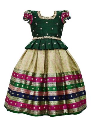 Girl's pattu pavadai readymade jacquard lehenga choli/girl's pattu lehenga choli 1