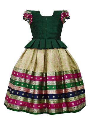 Girl's pattu pavadai readymade jacquard lehenga choli/girl's pattu lehenga choli 2