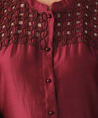 Wine embroidered shirt  with pants 5