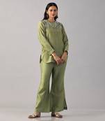Green embroidered shirt  with pants
