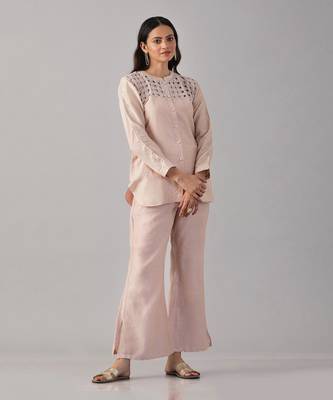 Pink embroidered shirt  with pants 1