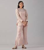 Pink embroidered shirt  with pants