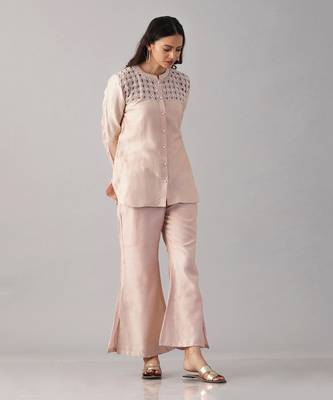 Pink embroidered shirt  with pants 2