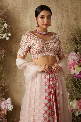Pop Pink Printed Lehenga Set