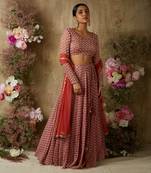 Rust Red Printed Lehenga Set