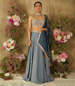 Turkish Blue Printed Lehenga Set