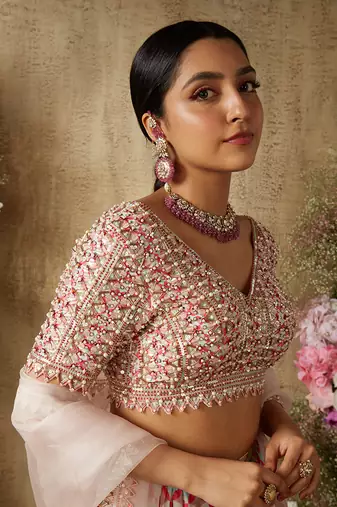 Pop Pink Printed Lehenga Set