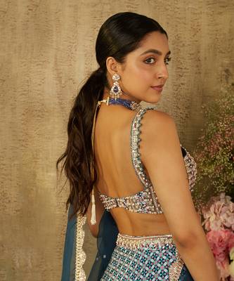 Turkish Blue Printed Lehenga Set 3