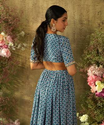 Turkish blue center slit dress set 3