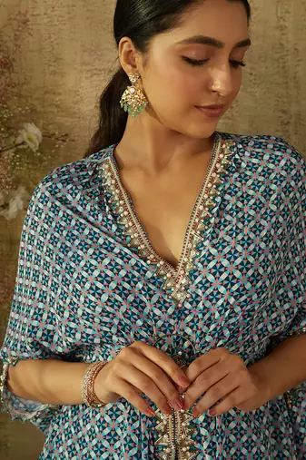 Turkish blue kaftan set