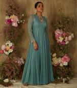 Marine blue overlap anarkali