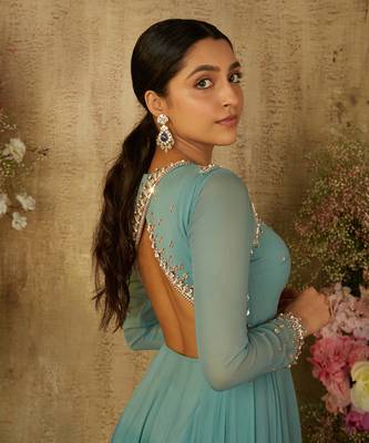 Marine blue overlap anarkali 2