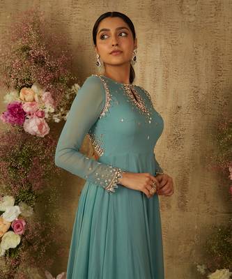 Marine blue overlap anarkali 3