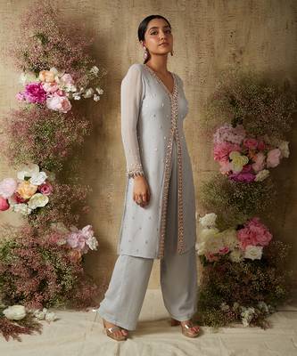 Light grey kurta set 1