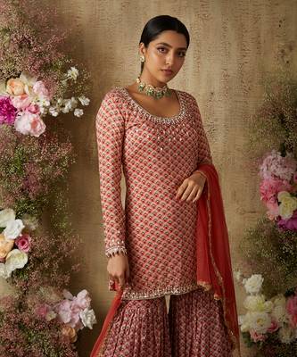Rust red gharara set 2