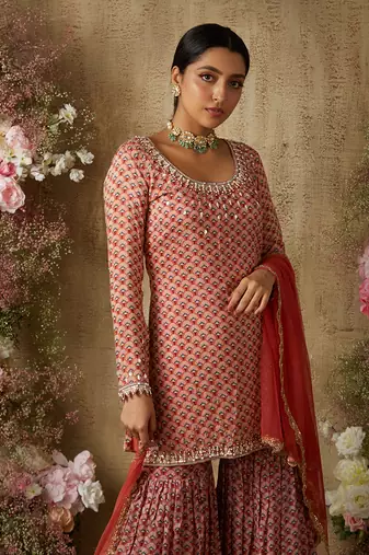 Rust red gharara set