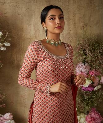 Rust red gharara set 3