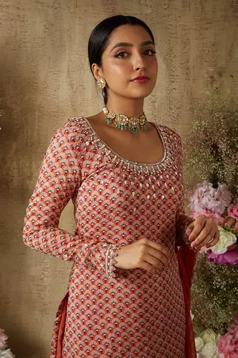 Rust red gharara set
