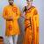 Matching Combo Couple Outfit With Yellow Saree And Mens Kurta