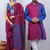 Matching Combo Couple Outfit With Maroon Saree With unstitched blouse And Mens Kurta