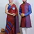 Matching Combo Couple Outfit With Maroon Saree And Mens Kurta