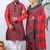 Matching Combo Couple Outfit With Red Saree And Mens Kurta