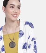 Oxidized Silver-Toned Handcrafted Textured Statement Pendant Necklace