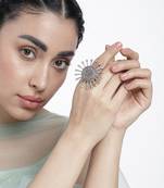 Silver oxidized One Rupee Coin Adjustable Finger Ring