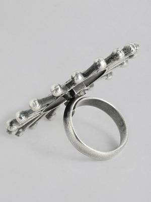 Silver oxidized One Rupee Coin Adjustable Finger Ring 3