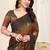 Brown chiffon animal floral print  saree with unstitched blouse piece