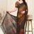 Brown chiffon animal floral print  saree with unstitched blouse piece