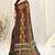 Brown chiffon animal floral print  saree with unstitched blouse piece
