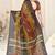 Brown chiffon animal floral print  saree with unstitched blouse piece