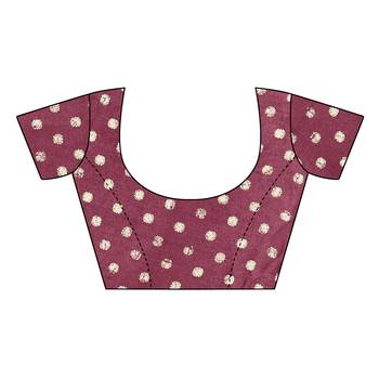 Wine Chiffon Batik Print Saree With Unstitched Blouse Piece 5