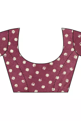 Wine Chiffon Batik Print Saree With Unstitched Blouse Piece